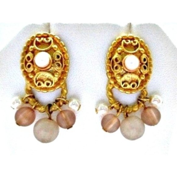 Pearls and Beads Pierced Earrings Vintage Jewelry - Picture 1 of 3
